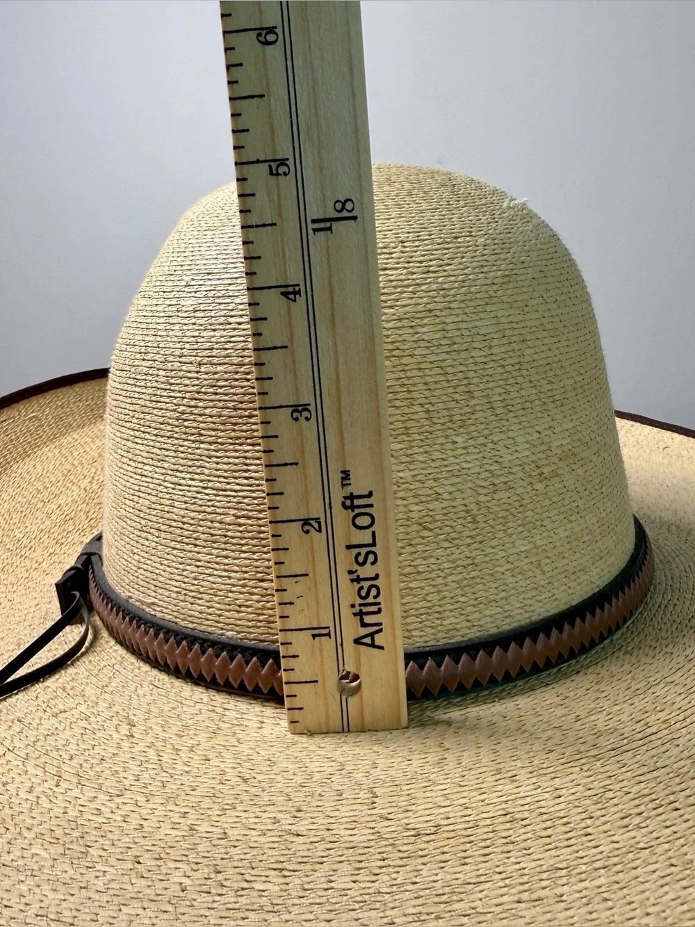 SunBody Hats Palm Leaf Wide Brim Hat Zigzag Leather Band Summer Resort Beach 7